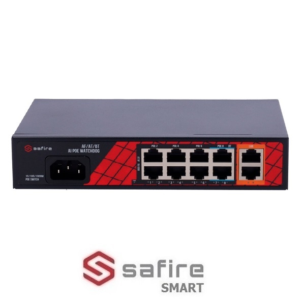 Switch 8 Porte POE 10/100 + 2 Porte Uplink 10/100/1000